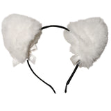 White fluffy cat ears headband on a white background