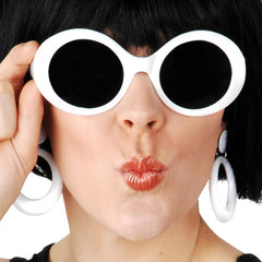 White grace sunglasses in 60s and 70s style.