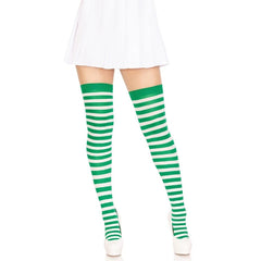 White and green striped Christmas thigh highs – Leg Avenue