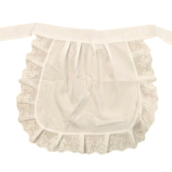 White lace costume apron accessory with waist tie and lace trim