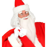 Santa wearing white long beard and moustache