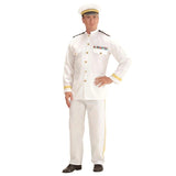 White Navy Captain Costume adult men's naval officer uniform side view