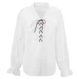 Ladies white pirate shirt frilled collar renaissance costume top