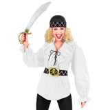 Pirate blouse white lace-up front costume shirt for women