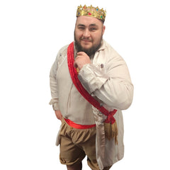 White Prince Charming costume hire Brisbane with tailored jacket and sash