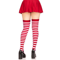 White and red candy cane striped thigh highs – Leg Avenue