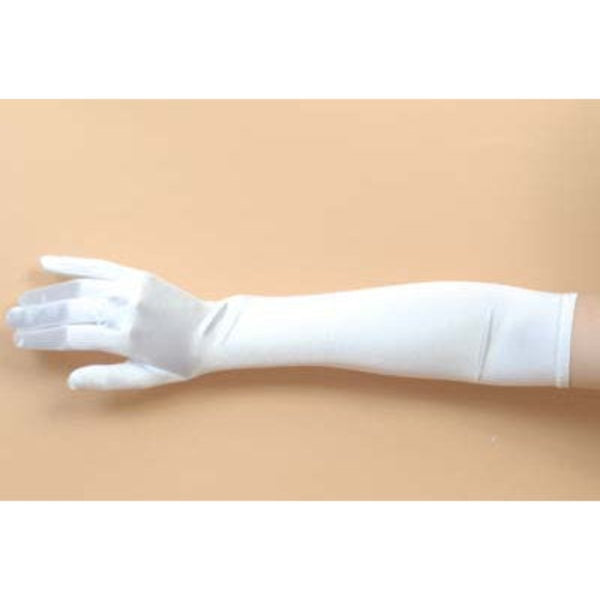 White satin elbow-length gloves – 1920s flapper costume accessory