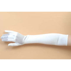 White satin elbow-length gloves – 1920s flapper costume accessory