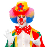 Clown wearing white wrist length gloves