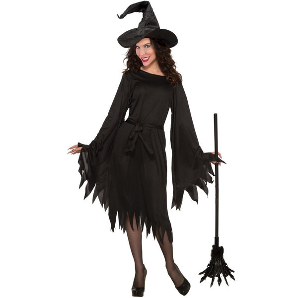 Wicked Witch Ladies Halloween Costume - Dr Toms, knee length dress with long sleeves and jagged hemline.