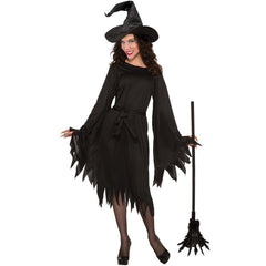 Wicked Witch Ladies Halloween Costume - Dr Toms, knee length dress with long sleeves and jagged hemline.