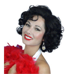 Wig Silver Screen Star - Black shoulder length with soft curls.