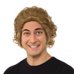 Light brown curly Willy Wonka wig for adults