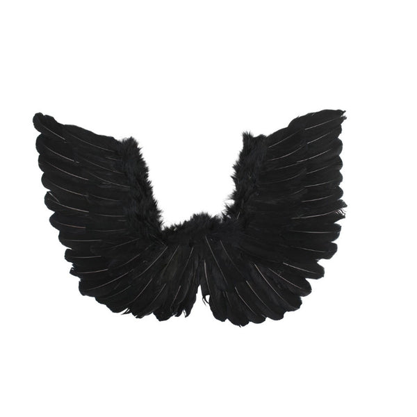 Wings Up Small Black Feather Wings 50  40cm