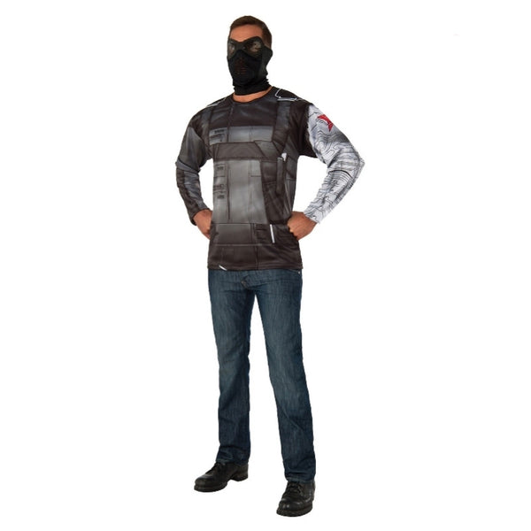winter soldier costume top for adults, shirt and mask.