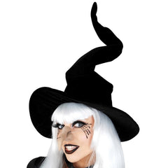 Black velvet witch hat with wired brim for shaping, adult size costume accessory