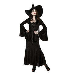 Adult black witches hat with tulle trim and pointed crown by Rubies