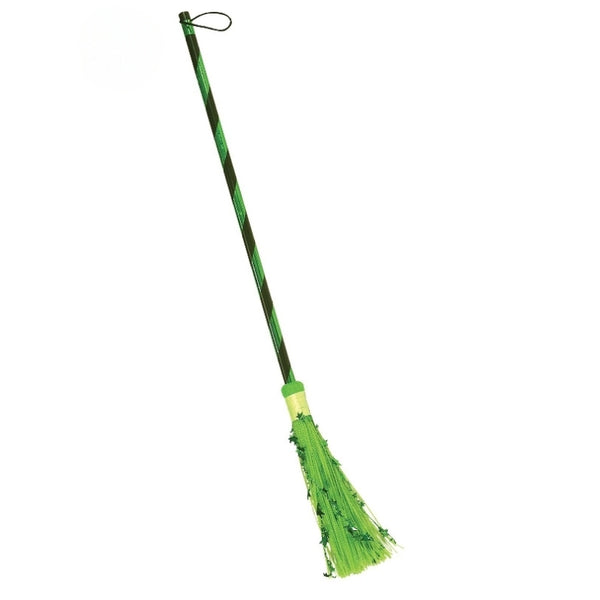 Witch broom metallic green embellished with green stars