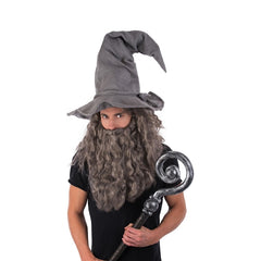 Grey pointed wizard costume hat, adult size, lightweight and ideal for Halloween or Book Week