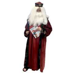 Red Wizard Costume – Hire front view showing red gown, cape and wizard hat for costume hire in Brisbane