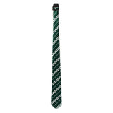 Green and white striped tie on a white background