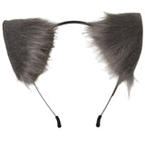 Gray furry wolf or cat ears on a white background