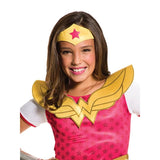 wonder woman jumpsuit with WW large collar and headdress.