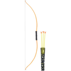 Wood effect bow and arrow costume set with 73cm bow, suction arrows, and camouflage quiver