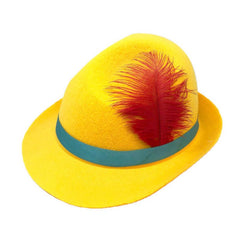 Bright yellow trilby hat for Pinocchio, Book Week, or Oktoberfest costumes