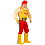 Wrestling champ costume in yellow and red