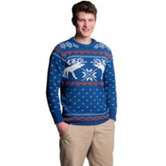 Adult Xmas Reindeer Christmas jumper featuring festive holiday design for Christmas parties and Christmas in July celebrations.