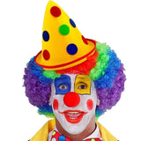 Yellow clown cone hat with dots