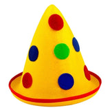 Yellow dotted cone hat clown costume accessory