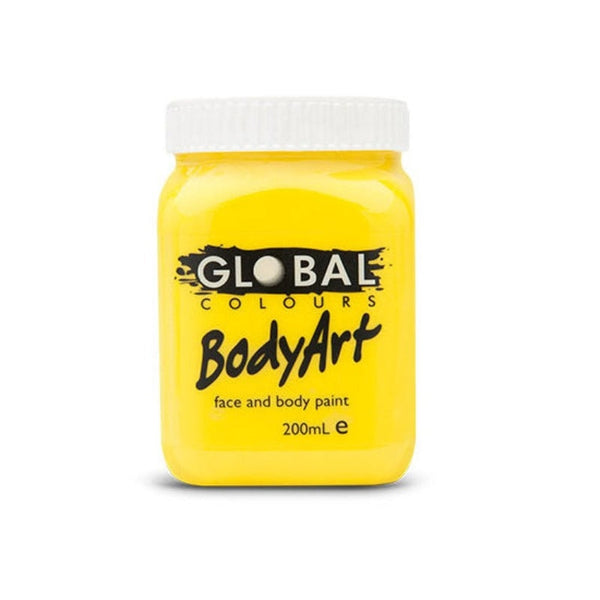 Yellow face and body paint by Global – water-based non-toxic paint for costumes, parties, and sports events
