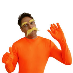 Yellow moustache and eyebrows costume accessory set – classic tone