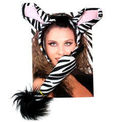 Zebra Costume Set - Headband, Ears & Tail