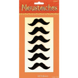 Mini Black Fiesta Moustaches - Pack of 6.