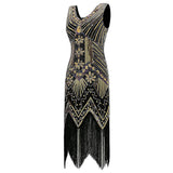 Second view of black and gold 1920s Art Deco dress