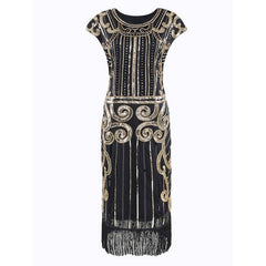 1920s black and gold sequin flapper dress with matching accessories – hire costume in Brisbane