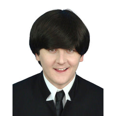 Dark brown 1960s mod musician wig for retro costumes.