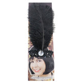 20s black sequined headband sequined with feathers.