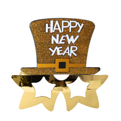 Happy New Year Top Hat Star Glasses - Gold or Silver