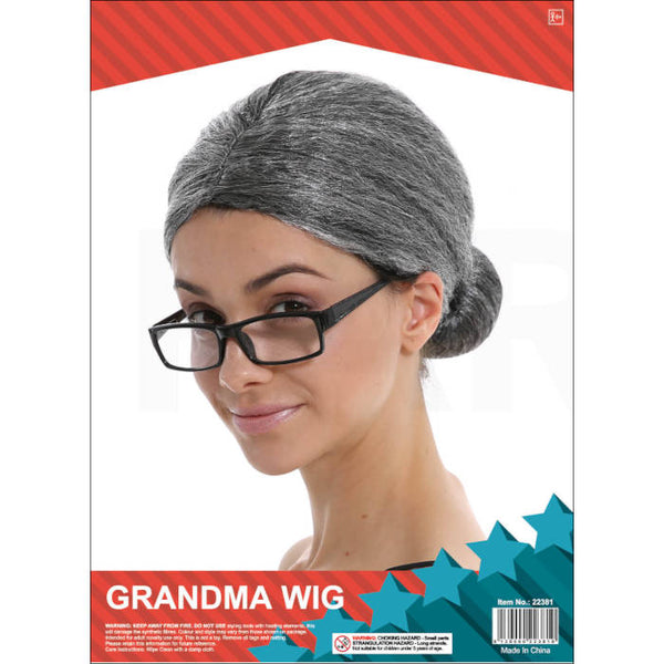 Grandma Wig with Bun – Cracker Jack Costumes Brisbane