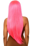 33" Long Straight Center Part Wig - Neon Pink