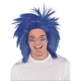 crazy blue wig for adult and child in royal blue.