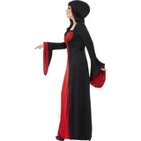 Ladies Curve Dark Temptress Costume , black and red long dress with medieval sleeves.