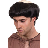 Monks wig with dark hair and rubber top.