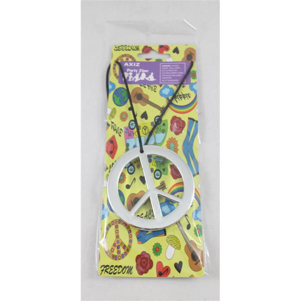 Silver Peace Sign on Black Cord