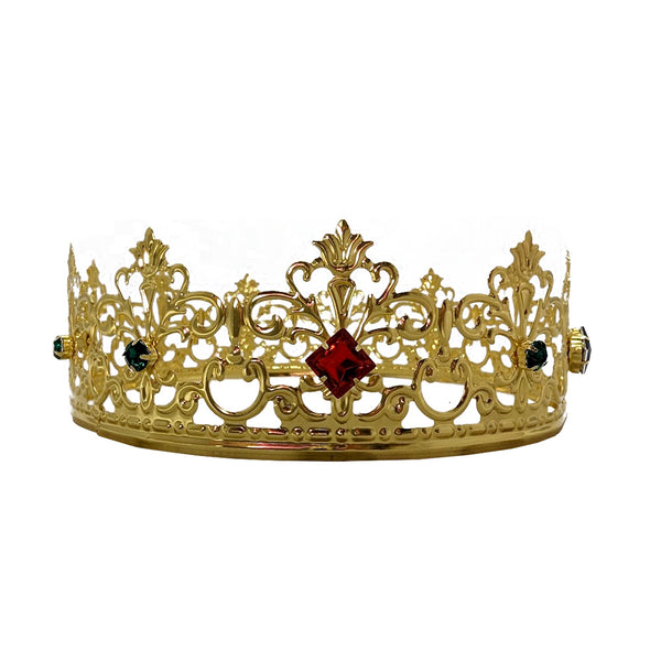 Gold Ornate Royal Crown with Gems-Adult