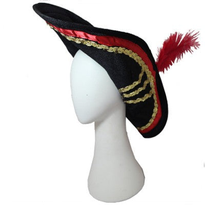 Ladies pirate hat with gold sequins.
